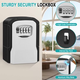 TEUEN Key Lock Box, Wall Mount Lock Box for Keys with Code Resettable Combination Code Lockbox Security Safe Box for Outside Outdoor Home Office Apartment Realtors Spare Keys Storage