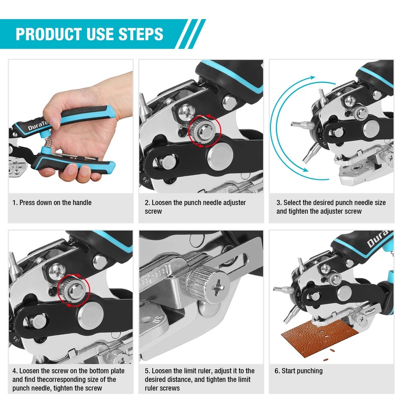 DURATECH Leather Hole Punch, Heavy Duty Belt Hole Punch Plier