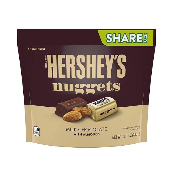 HERSHEY'S Nuggets Candy, Milk Chocolate With Almonds, 10.1 Ounce