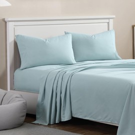 1888 Mills Queen Sheet Set – 4 Piece Bedding – Soft and Shrinkage Resistant Deep Pockets True Classic Microfiber Bed Sheet Set (Blue, Queen)