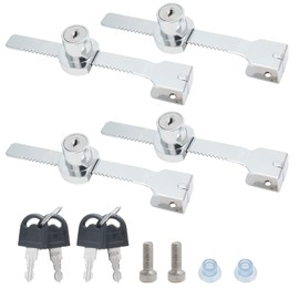 Qjaiune 4 Pack Sliding Glass Door Lock Showcase Display Case Lock, Ratchet Lock Reptile Cage Lock and Key, Vivarium Lock for Drawer Cabinet, Fit Thickness 0.08-0.27 Inch / 2-6mm, Keyed Alike