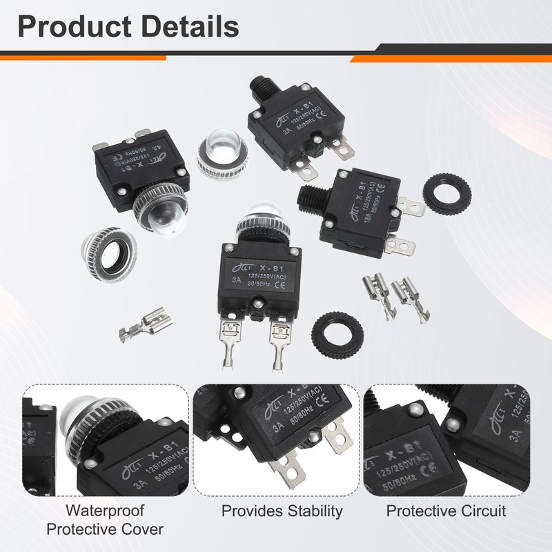 sourcing map 2PCS 3A Thermal Circuit Breakers, 125/250V AC,32V DC