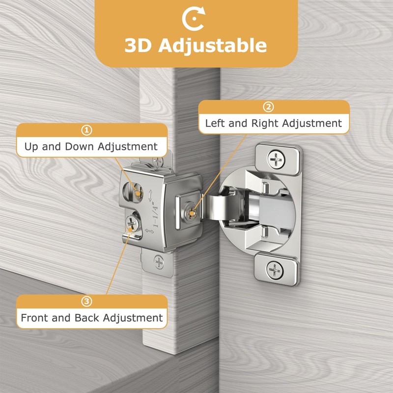 Furniware 20 Pieces 1-1/4 in Overlay Soft Close Concealed Hinge