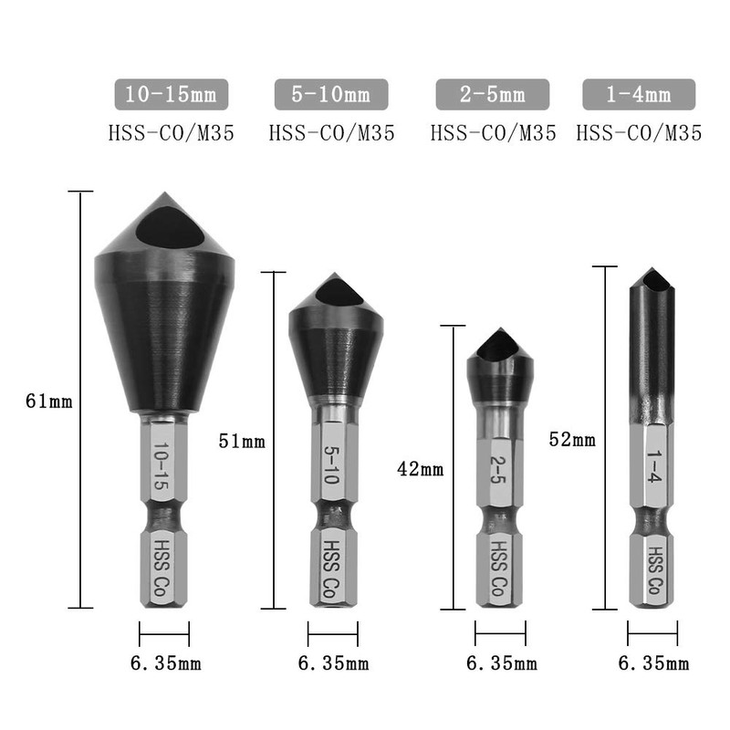 Chamfer Cutter for Stainless Steel, Hexagonal Shaft XMSSAA, Chamfer Drill,