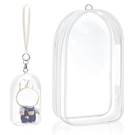 Playexen Clear Protective Case for Doll, Hanging Display Bag with Detachable Keychain, Portable PVC Storage Bag Up to 7.3 inch Doll (Clear)