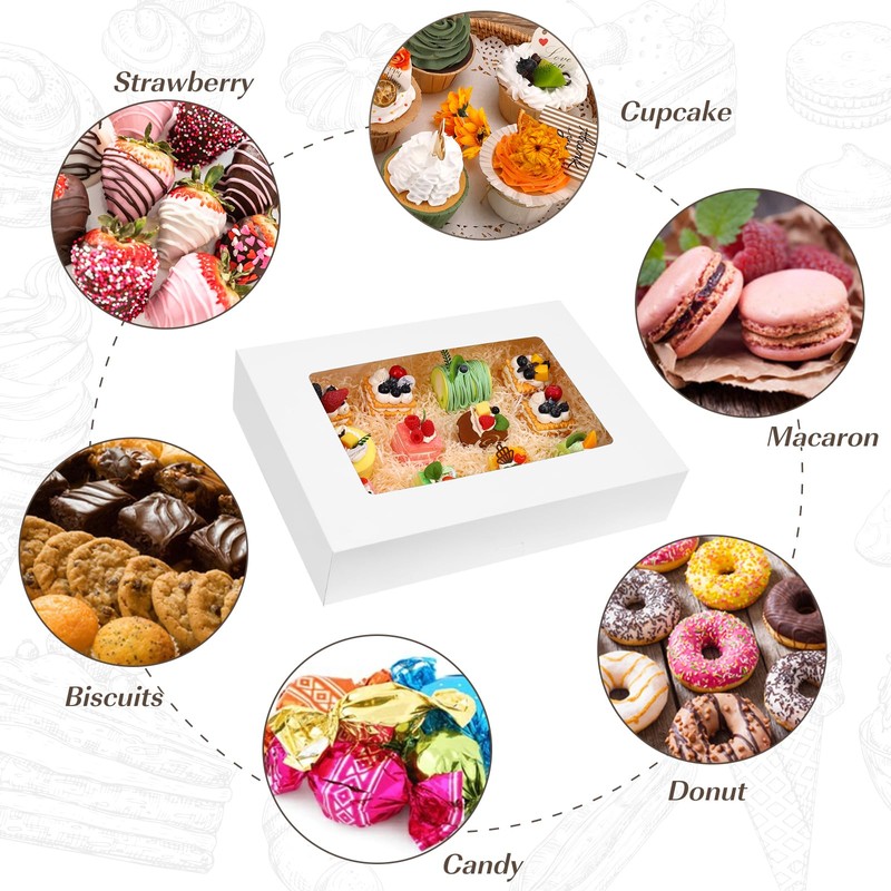 Moretoes 20pcs 19x14x4in Sheet Cake Boxes, White Rectangle Bakery Boxes