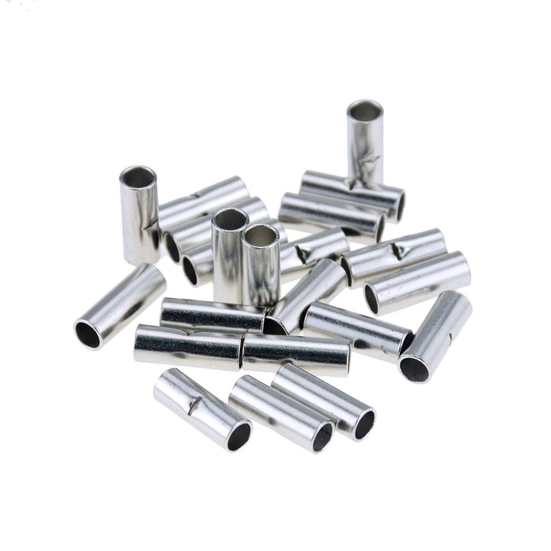 Teansic 20 Pcs Non-Insulated Butt Connectors AWG #6 Seamless Uninsulated