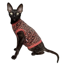 Kotomoda Cat's T-shirt Leopard Organic velour for Sphynx and naked cats (L)