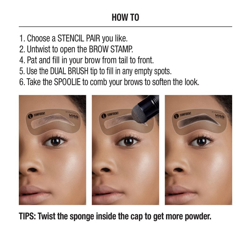 Kiss New York Instant Brow Stamp And Stencil Kit Dark