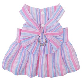 Dog Dresses for Small Dogs Girl, Princess Puppy Dress with D-Ring, Cross-Back Design, Breathable Pet Dog Clothes for Summer Outfit (Purple, XX-Small)