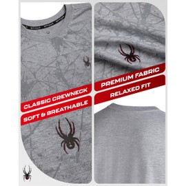 Spyder Mens T-Shirts - Soft Cotton Blend Jersey Crewneck Short Sleeve Shirts for Men, Casual Shirts for Workout & Daily Wear, Size Large, Heather Grey Web