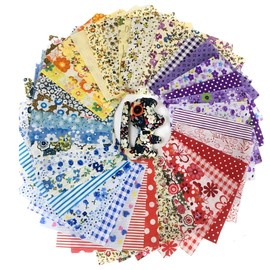 JYJLLM 60 Pieces Printed Pattern Fabric Bundles 10x10cm Cotton Polyester Fat Quarter for Quilting, Sewing and Crafting, Pre-Cut Vivid Tribal Remnants Patchwork and DIY Clothing Accessories