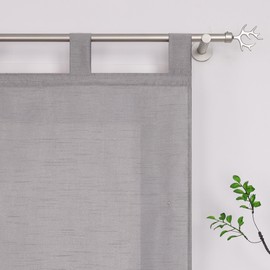 ESLIR Roman Blind with Loops, Plain Curtains, Kitchen, Opaque, Living Room, Ribbon Roller Blind for Windows, No Drilling, Grey, W x H 100 x 140 cm, 1 Piece