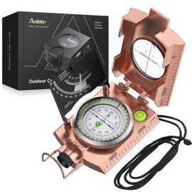 Anbte Compass Hiking, IP65 Waterproof Metal Compass with Sighting Clinometer, Compass Hiking Survival with Carry Bag Multifunctional Compass for Camping Hunting Hiking Navigation, Purple Copper