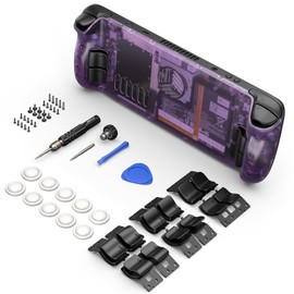 JSAUX Transparent Back Plate Vents Version for Steam Deck OLED/LCD, DIY Clear Replacement Back Shell Case Compatible for Steam Deck OLED/LCD - PC0106 Vents Version [Purple]