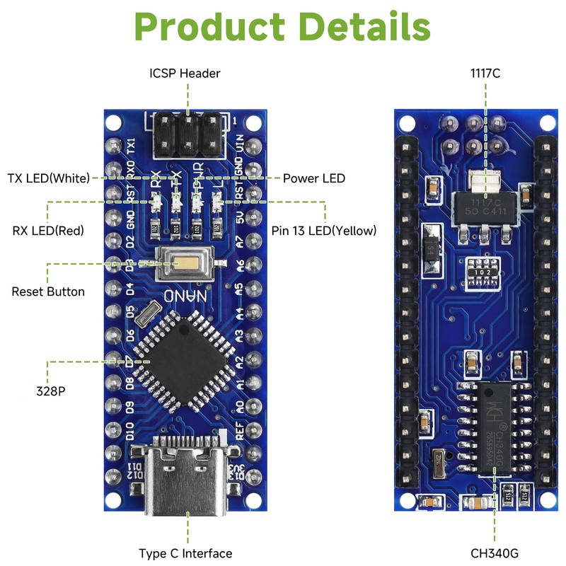YELUFT 1 x Pre-soldered Nano Board with Cable 328P MCU
