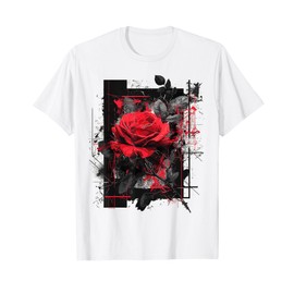 Rose Abstract Geometric Art Flower Lover Graphic Rose T-Shirt