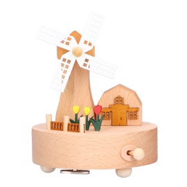 Windmill Music Box Decoration Desktop Wooden Crafts Decoration Children Family Birthday Holiday Gifts