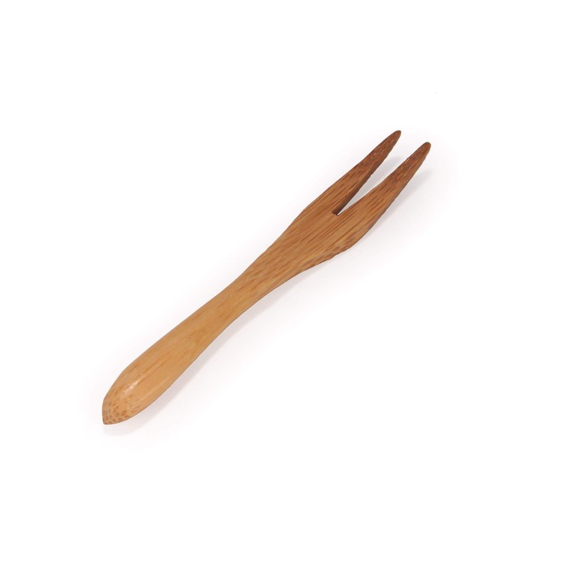 BambooMN Reusable Bamboo Appetizer Forks Picks 3.7" Carbonized Brown, 10