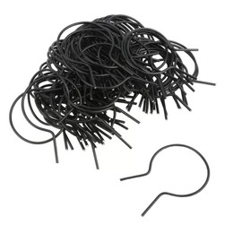 EZ Twist 3" (2 7/8" OD) x 8 Gauge Preformed Steel Tie Wire - Fence Ties - 100 Pack (Black Vinyl Coated)