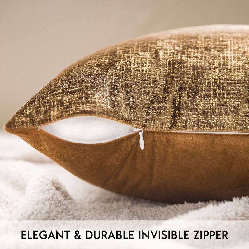 Phantoscope Pack of 2 Bronzing Velvet Decorative Throw Pillow Covers
