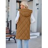 MEROKEETY Womens Sleeveless Quilted Long Puffer Vest Hooded Full Zip