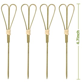 Cocktail Sticks Toothpicks Party Supplies Bamboo Picks Knot Skewers Toothpicks Sticks Decorative Appetizers BBQ 100 Count (Heart Shaped)