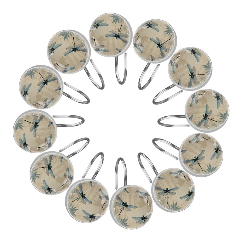 FVQL 12 Pieces Shower Curtain Hooks Shower Rings for Curtain