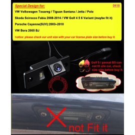 Navinio car Backup Camera, Waterproof Rear View License Plate Car Rear Backup Camera for VW Touareg Golf V Skoda Fabia Passat B5 Tiguan Polo Santana