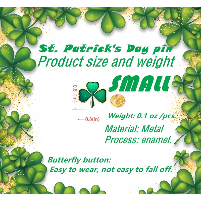 25/50/100PCS small St. Patrick's Day Clover Lapel Pins Shamrock Pin