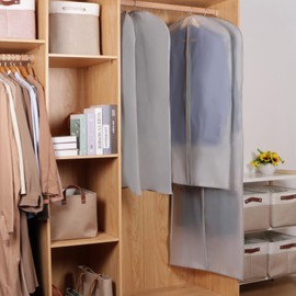 Zilink Breathable Suit Bags for Closet Storage and Travel 43" Hanging Garment Bags for Men Suit Cover Bags for Clothes, T-Shirt, Suits, Coats, Jackets - Grey, 8 Pack