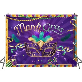 7x5ft Venetian Mardi Gras Decoration Backdrop Carnival Masquerade Photography Backgrounds Mask Colorful Backdrop Party Decoration Banner Studio Props 061