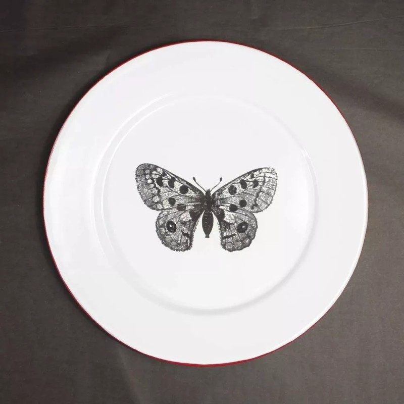 Esmalte Morillas Plato En Peltre Con Diseño De Mariposa De