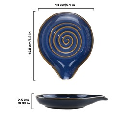 Spoon Rest for Kitchen Counter, Large Heat Resistant Spoon Holder for Stove Top Countertop, Utensil Rest for Cooking,Coffee Spoons, Spoons, Ladles, Spatulas, Tongs, Dishwasher Safe (Blue)