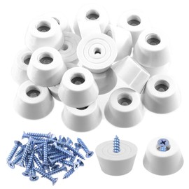 Keadic 42Pcs Non-slip Rubber Feet for Cutting Board, 30 * 22 * 15MM White Furniture Slider Glide Pad Floor Protector with Built-in Gasket and Screws for Wooden Furniture Chair Tables Sofa