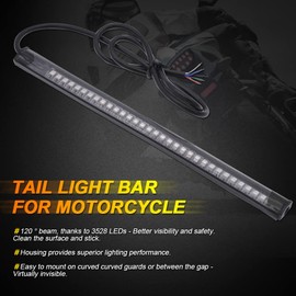 KaTur Motorcycle Led Light Strip Tail Brake Stop Turn Signal 32-3528 LED 8" License Plate Flexible LED Light