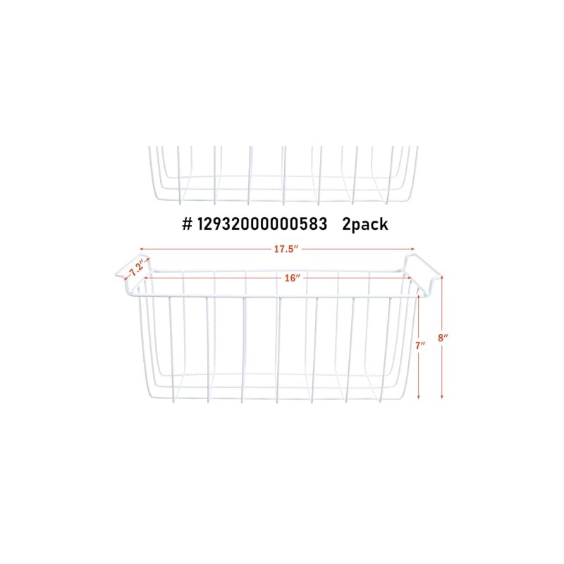 17.5 Inch Freezer Wire Basket Organizer Bins Compatible for Midea,