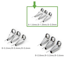 Top Guide, Rod Guide, Thread Winding Type, Stainless Steel, Fishing Rod Tip, Repair, 15 Piece Set (0.2 - 0.6 - 0.07 inches (6 - 1.6 mm), 0.2 - 0.07 inches (6 - 1.8 mm), 0.2 - 0.0