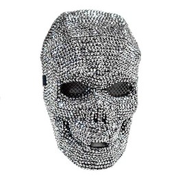 Magnificent Horn Ram Skull Masquerade Mask in White Natural Tone M39598W Head Band Mask (Silver, One size fit all)