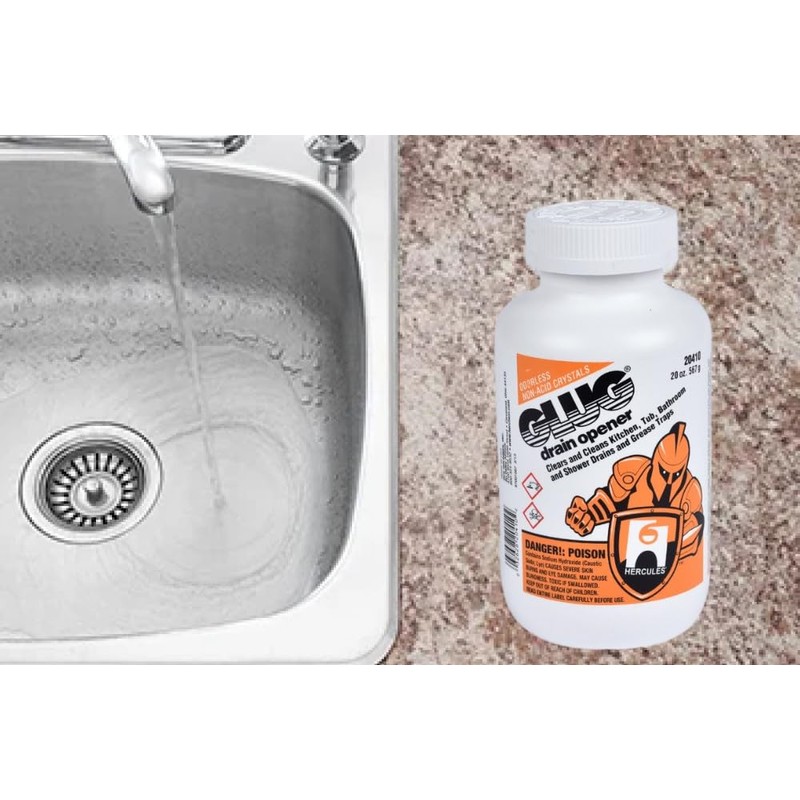 Oatey 20410 Hercules Glug Crystals Drain Opener, 20 oz (Pack