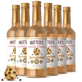 Matteo's Cookie Dough Syrup for Coffee, Lattes, Cappuccinos & Desserts – Sugar-Free Sweetener for Beverages, Keto Friendly, Zero Calories, Indulgent Flavor, Non-Alcoholic, 33.8oz (6pk)