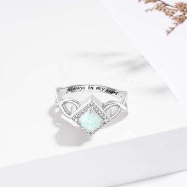 Opal Urn Rings for Women- 925 Sterling Silver Cremation Ring for Ashes Size 5 Urn Ring Holds Loved Ones Ashes Memorial Keepsake Jewelry Gifts