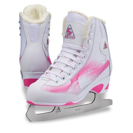 Jackson Ultima Rave RV2001 Girl's Figure Ice Skates Softec, Color: White/Pink, Size: Kids Youth 3