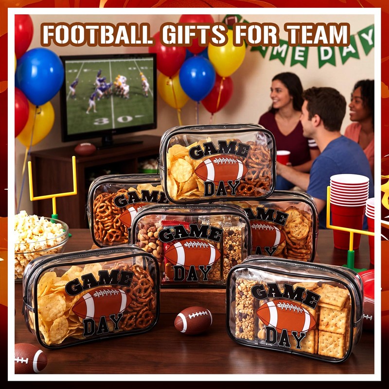 Sunnymove 16 Pcs Football Party Bags PVC Clear Gift Bags