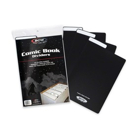 BCW Comic Dividers - 25 Pack | Archival Polyethylene Plastic Dividers | Organize Comics Efficiently in Storage Boxes | Write-On Index Tab (Black)