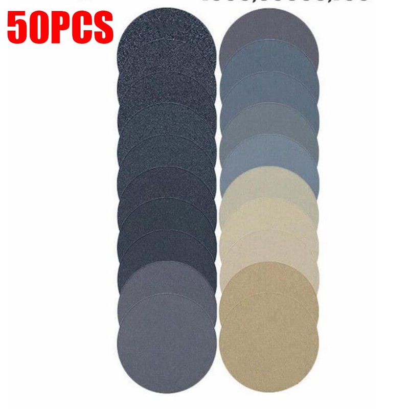 SPORTARC 50pcs 75mm 400/600/800/1500/2000/2500/3000/4000/5000/7000 Grit Hook and Loop Sanding Discs