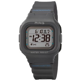 Mag MW-550A GY Digital Wristwatch, Radio, Solar, Dual Power, Waterproof, Urethane Strap, Slightly Smaller, Suitable for Kids, Gray