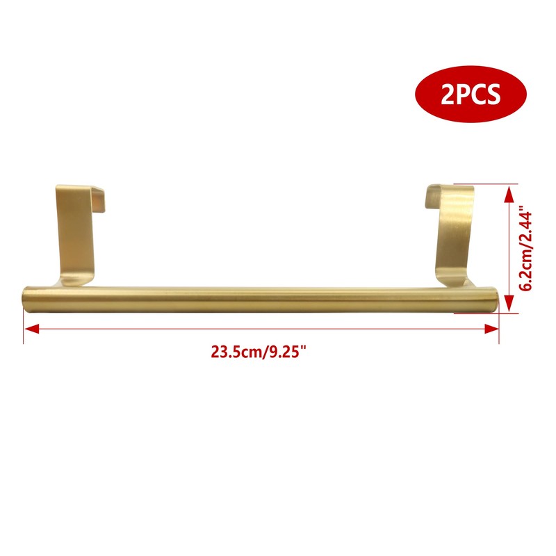 Lilaly 2 PCS Gold 9.25" Kitchen Towel Holder, Over Cabinet