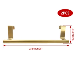 Lilaly 2 PCS Gold 9.25" Kitchen Towel Holder, Over Cabinet Towel Bar