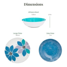 Larder & Vine 12-Piece Melamine Dinnerware Set: Durable, Lightweight, Break-Resistant Plates & Bowls – Stylish, Non-Toxic, Dishwasher Safe – Ideal for Everyday Use, Indoor & Outdoor Dining – Floral